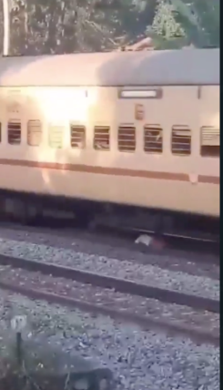 The train passed over the person.