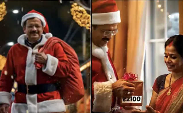 Arvind Kejriwal as Santa Claus