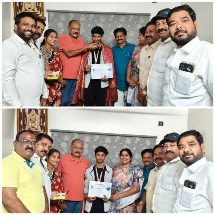 రాష్ట్ర స్థాయి బ్యాడ్మింటన్ పోటీల్లో మిక్స్ డబుల్స్ విజేతగా మున్నూరు కాపు బిడ్డ–మేఘ వర్షిత్ ను అభినందించిన పొదిల రవి కుమార్.