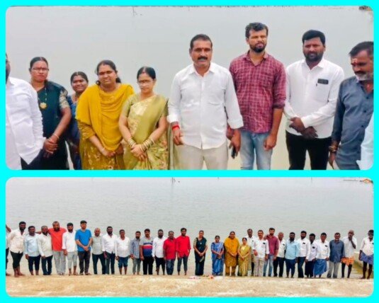 మోటకొండూరు చెరువు నిండి అలుగు పోస్తున్న సందర్భంగా