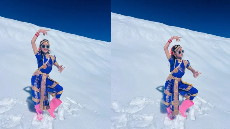 మంచు పర్వతంపై చిన్నారి సాహసం.. మైనస్ 15 డిగ్రీల్లో కూచిపూడి నృత్యం