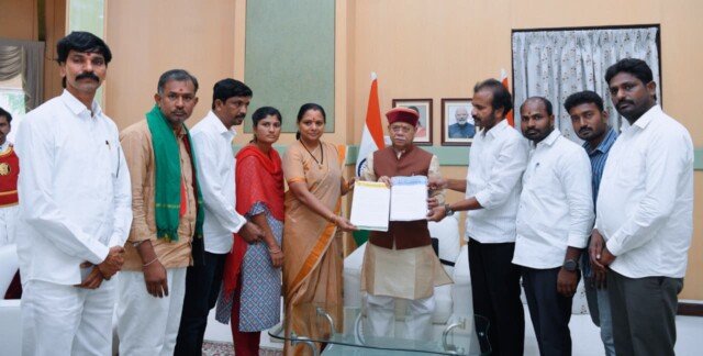 భూ నిర్వాసితులకు న్యాయం చేయాలి.. గవర్నర్‌ను కలిసిన కవిత